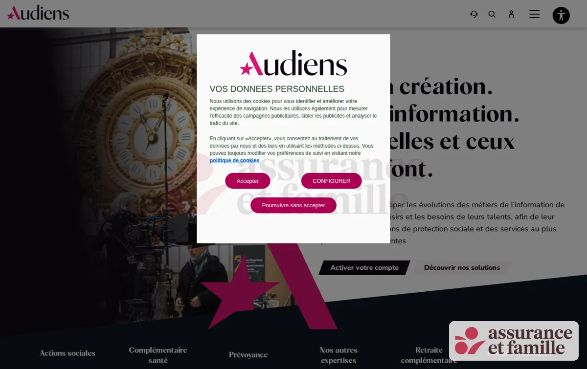 Capture : Accueil - Groupe Audiens